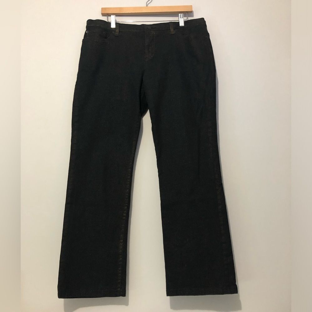 LRL Ralph Lauren Gold Sparkle Black Denim Women's Size 14 Jeans